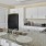 a kitchen with white cabinets